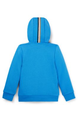 Kids' hoodie in cotton-blend fleece with vertical logo, Blue