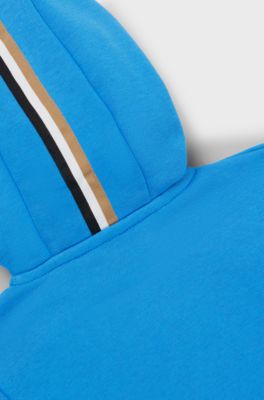 Fleece kinderhoodie van een katoenmix met verticaal logo, Blauw