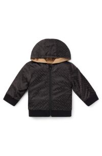 Omkeerbare kinderhoodie met rits, monogrammen en logo, Zwart