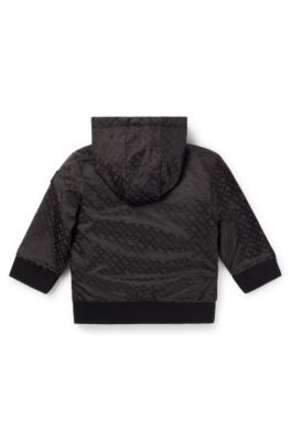 Sweat &agrave; capuche zipp&eacute; r&eacute;versible pour enfant avec monogrammes et logo, Noir