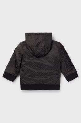 Kids' reversible zip-up hoodie with monograms and branding, Black