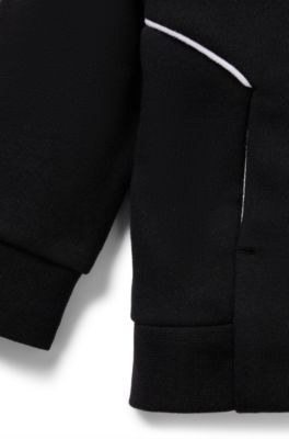 Kids' hooded loungewear jacket with logo print, Black