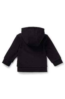 Kids' hooded loungewear jacket with logo print, Black