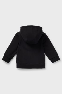Kids' hooded loungewear jacket with logo print, Black