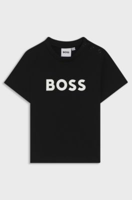 T-shirt en coton &agrave; logo imprim&eacute; pour enfant, Noir