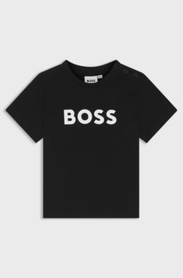 Kids' T-shirt in cotton with logo print, Black