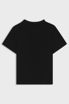T-shirt bambini in cotone con logo stampato, Nero