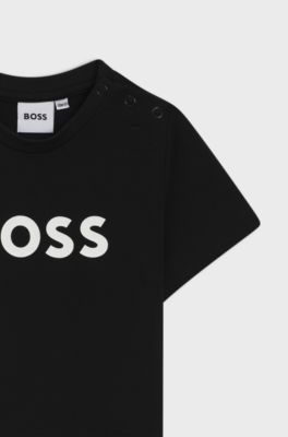 T-shirt til b&oslash;rn i bomuld med logoprint, Sort