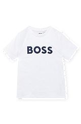 T-shirt til børn i bomuld med logotryk, Hvid
