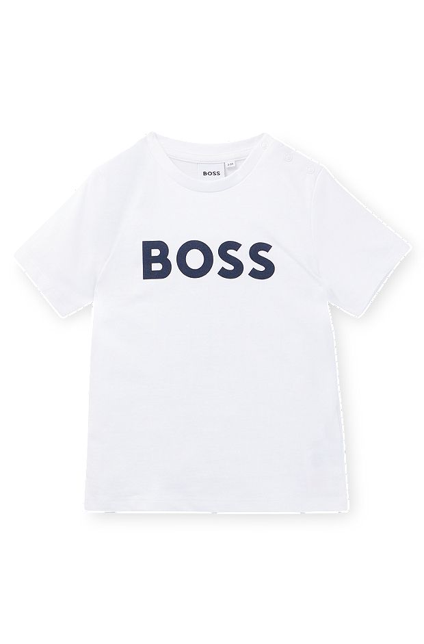 T-shirt per bambini in cotone con logo stampato, Bianco