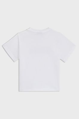 T-shirt til b&oslash;rn i bomuld med logoprint, Hvid