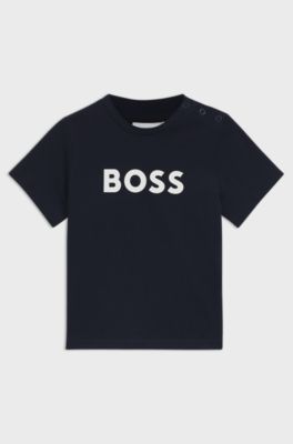 T-shirt en coton &agrave; logo imprim&eacute; pour enfant, Bleu fonc&eacute;