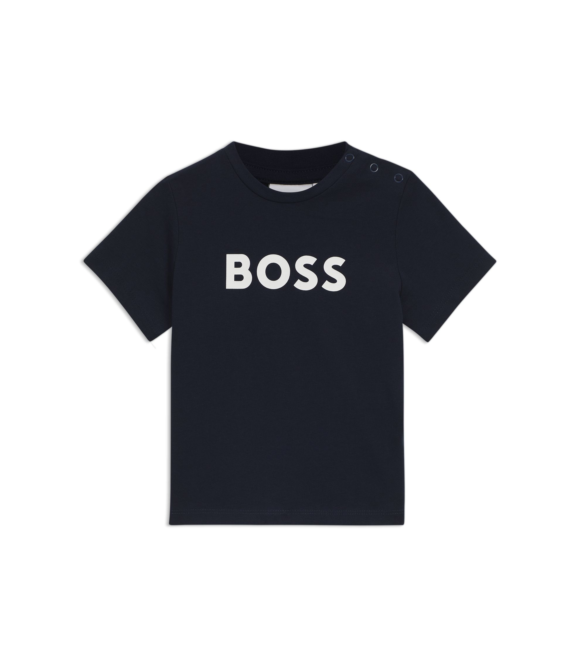T-shirt homme marine uni avec une coupe droite et un col rond BOSS - CCV Mode