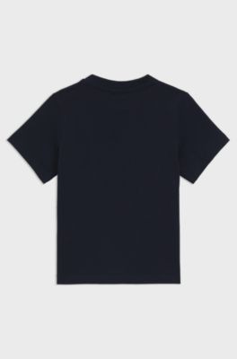 T-shirt en coton &agrave; logo imprim&eacute; pour enfant, Bleu fonc&eacute;