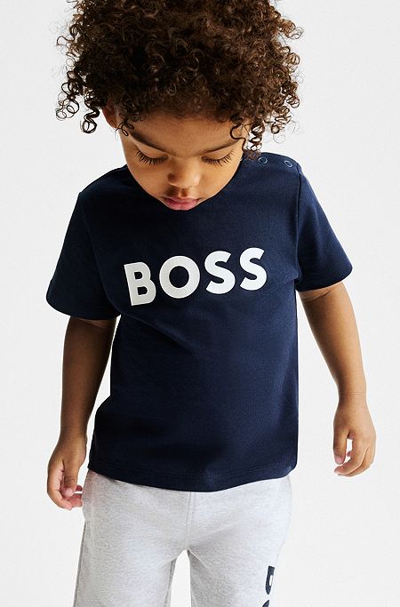 Kids' T-shirt in cotton with logo print, Dark Blue