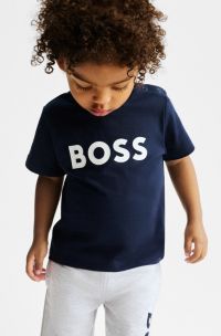 Katoenen T-shirt met logoprint voor kinderen, Donkerblauw
