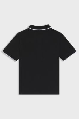 Kids' polo shirt in cotton piqu&eacute; with logo print, Black