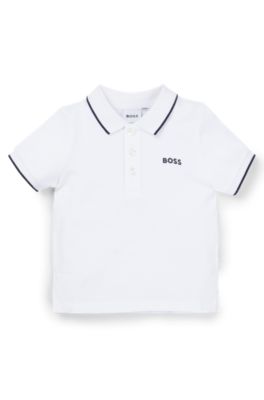 BOSS Kids polo shirt in cotton piqu with logo print