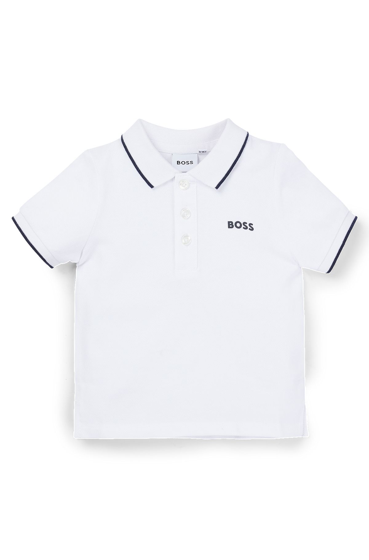 Kids' polo shirt in cotton piqué with logo print, White