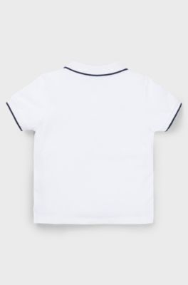 Kids' polo shirt in cotton piqu&eacute; with logo print, White