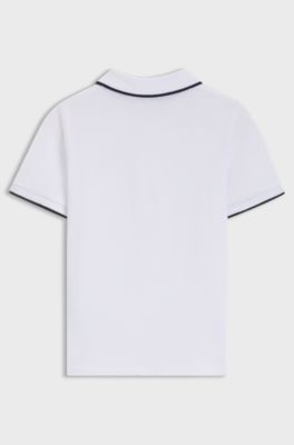 Kids' polo shirt in cotton piqu&eacute; with logo print, White
