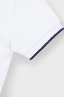 Polo para ni&ntilde;os de piqu&eacute; de algod&oacute;n con logo estampado, Blanco