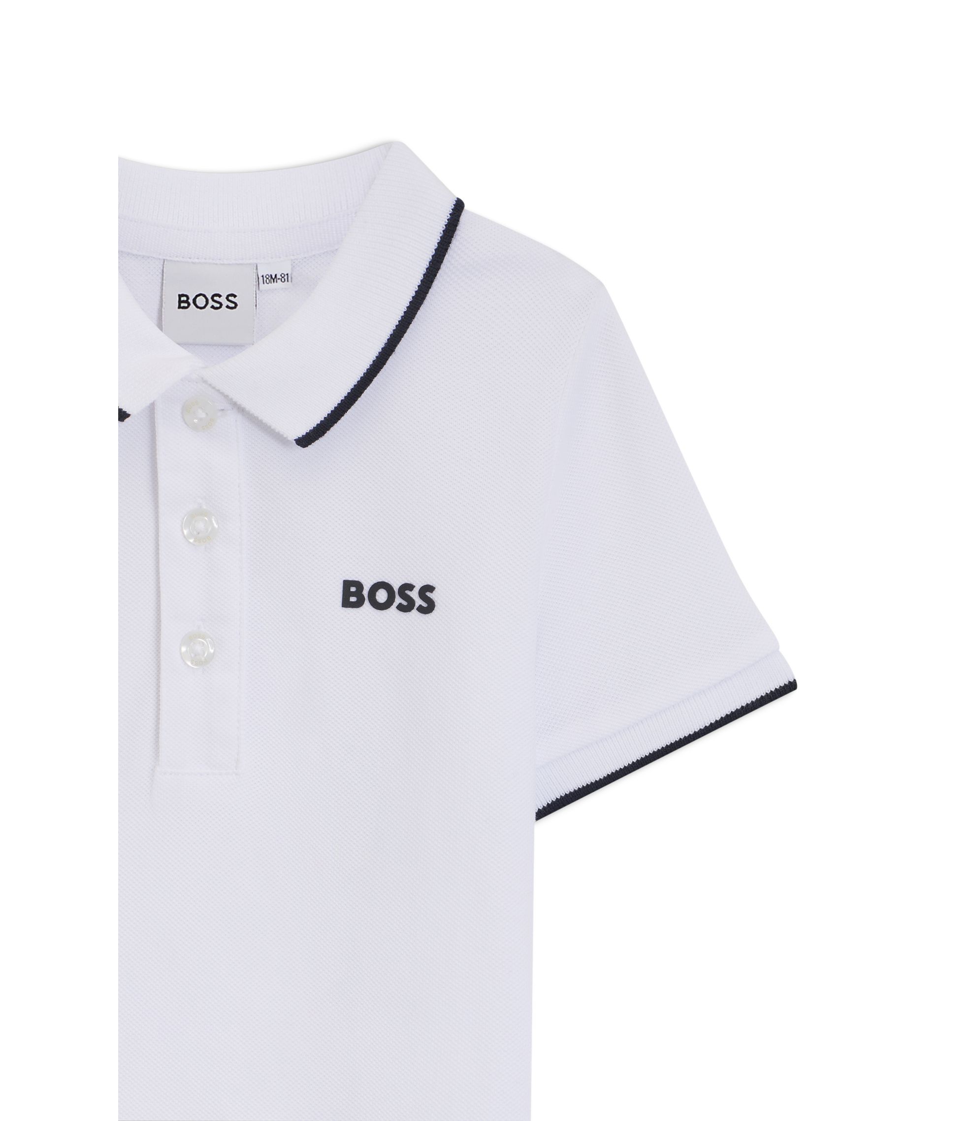 BOSS - キッズ ポロシャツ コットンピケ ロゴプリント - ホワイト
