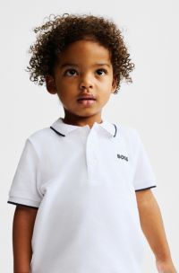 Kids-Poloshirt aus Baumwoll-Piqué mit Logo-Print, Weiß