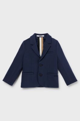 Kids' cotton-blend jacket with branded plate, Dark Blue