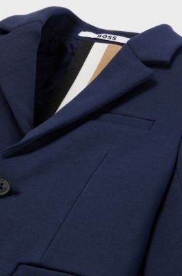 Kids' cotton-blend jacket with branded plate, Dark Blue