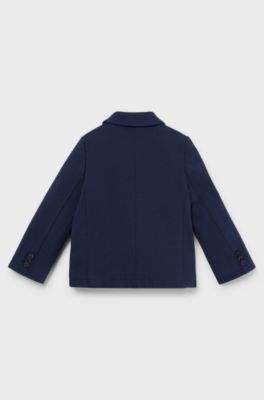 Kids' cotton-blend jacket with branded plate, Dark Blue