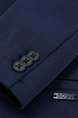 키즈 로고 플레이트 코튼 블렌드 재킷, 다크 블루