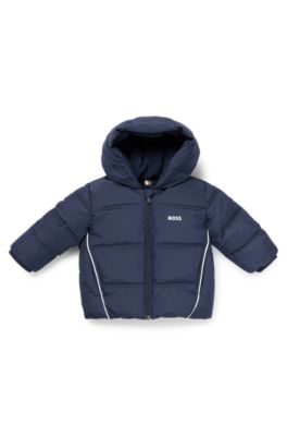 Kids' recycled-material jacket with logo prints, Dark Blue