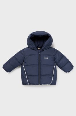 Kids' recycled-material jacket with logo prints, Dark Blue