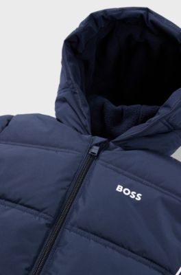 Kids' recycled-material jacket with logo prints, Dark Blue
