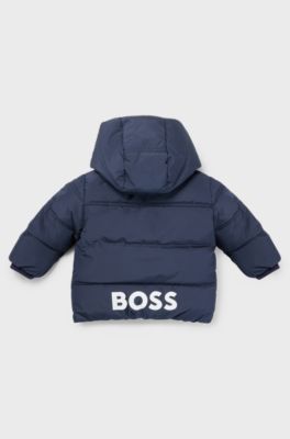 Kids' recycled-material jacket with logo prints, Dark Blue