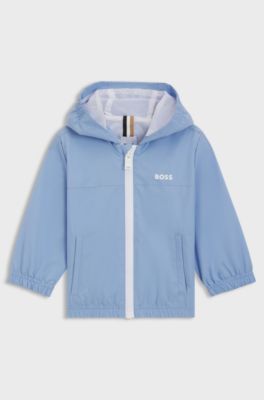 Kids' hooded windbreaker jacket in water-repellent fabric, Light Blue