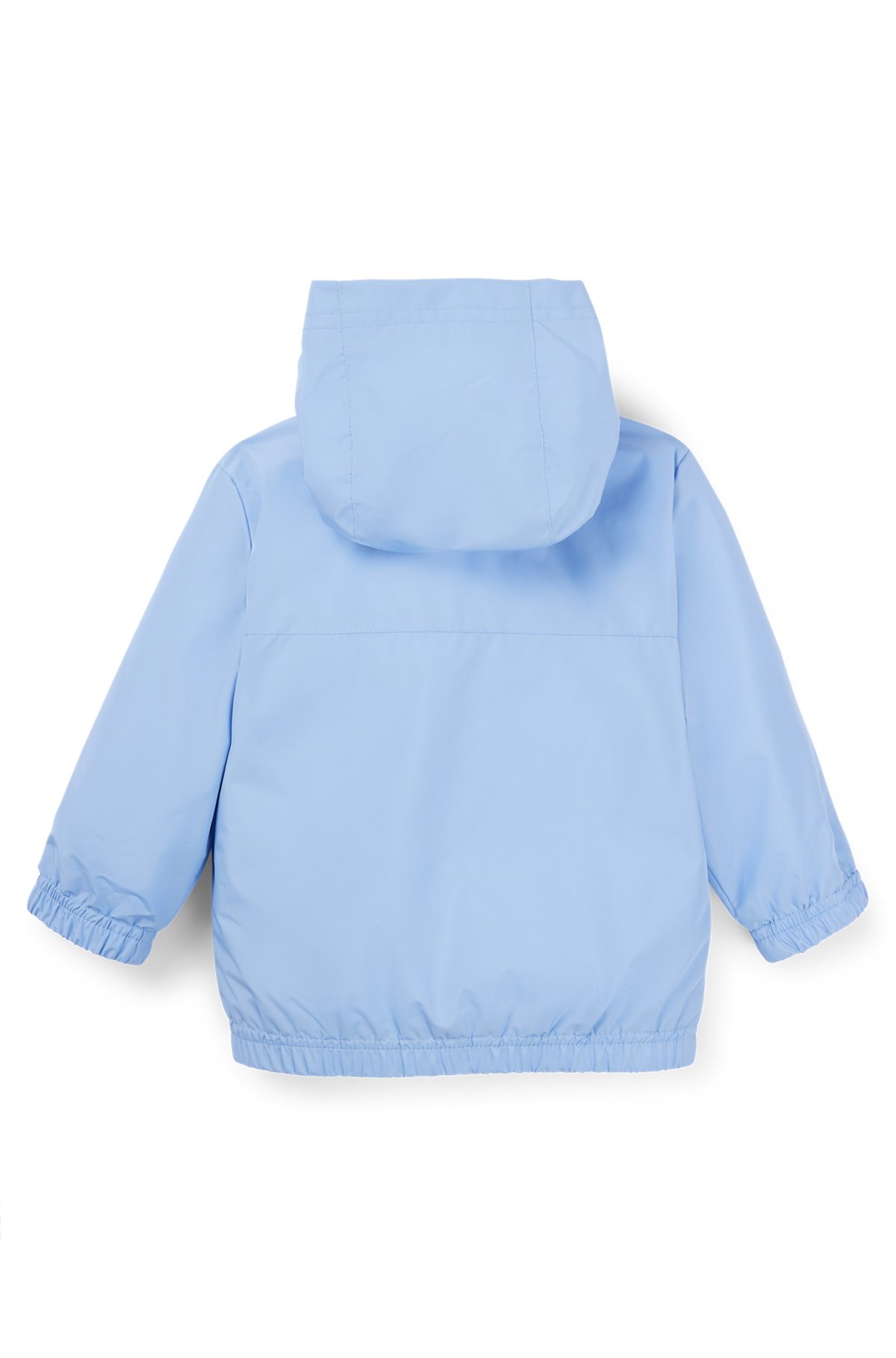 Kids' hooded windbreaker jacket in water-repellent fabric, Light Blue