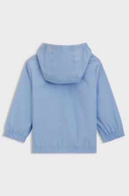 Kids' hooded windbreaker jacket in water-repellent fabric, Light Blue