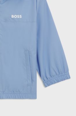 Kids' hooded windbreaker jacket in water-repellent fabric, Light Blue