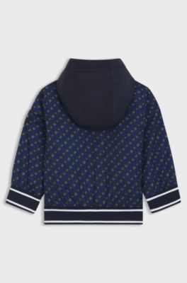 Kids' hooded jacket with printed monograms, Dark Blue