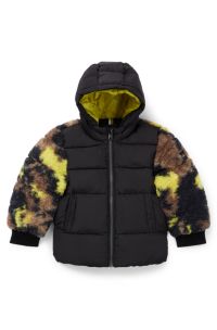 Veste pour enfant, avec détails camouflage en peluche, Noir