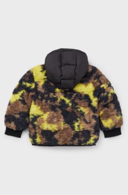 Giubbotto per bambini con dettagli in sherpa camouflage, Nero