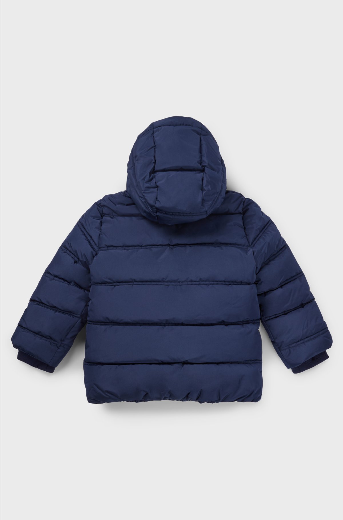Kids' water-repellent puffer jacket with logo print, Dark Blue