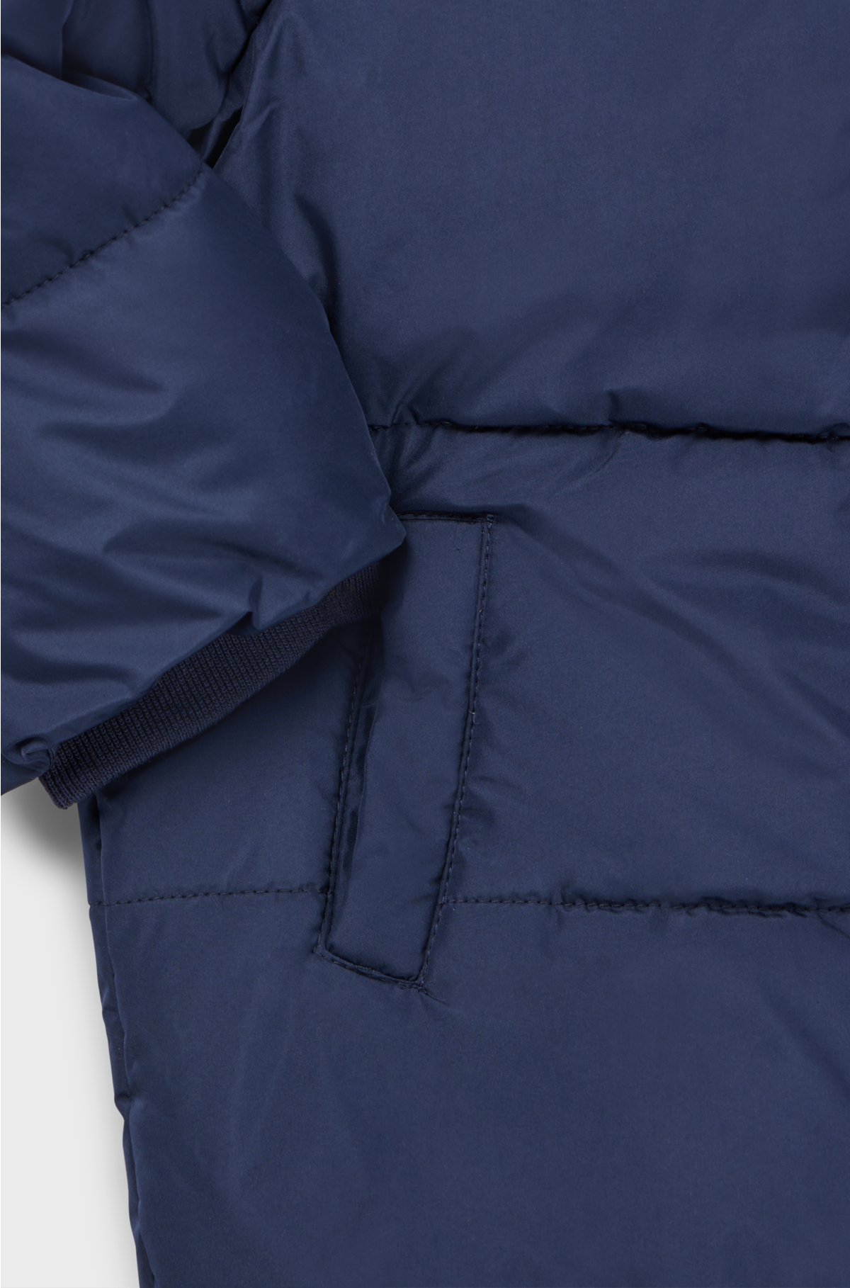Kids' water-repellent puffer jacket with logo print, Dark Blue