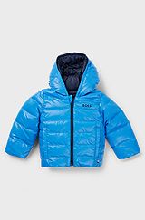 Kids' reversible down jacket with logo details, Blue