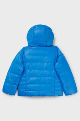 Kids' reversible down jacket with logo details, Blue