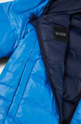 Kids' reversible down jacket with logo details, Blue