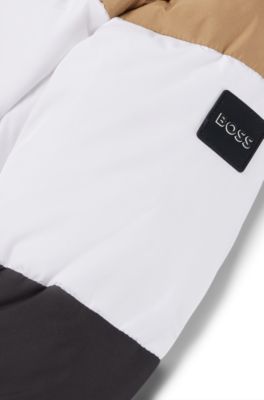 Kids' water-repellent puffer jacket with signature-stripe colours, Patterned