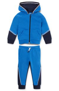 Kids' cotton-blend tracksuit with contrast logos, Blue